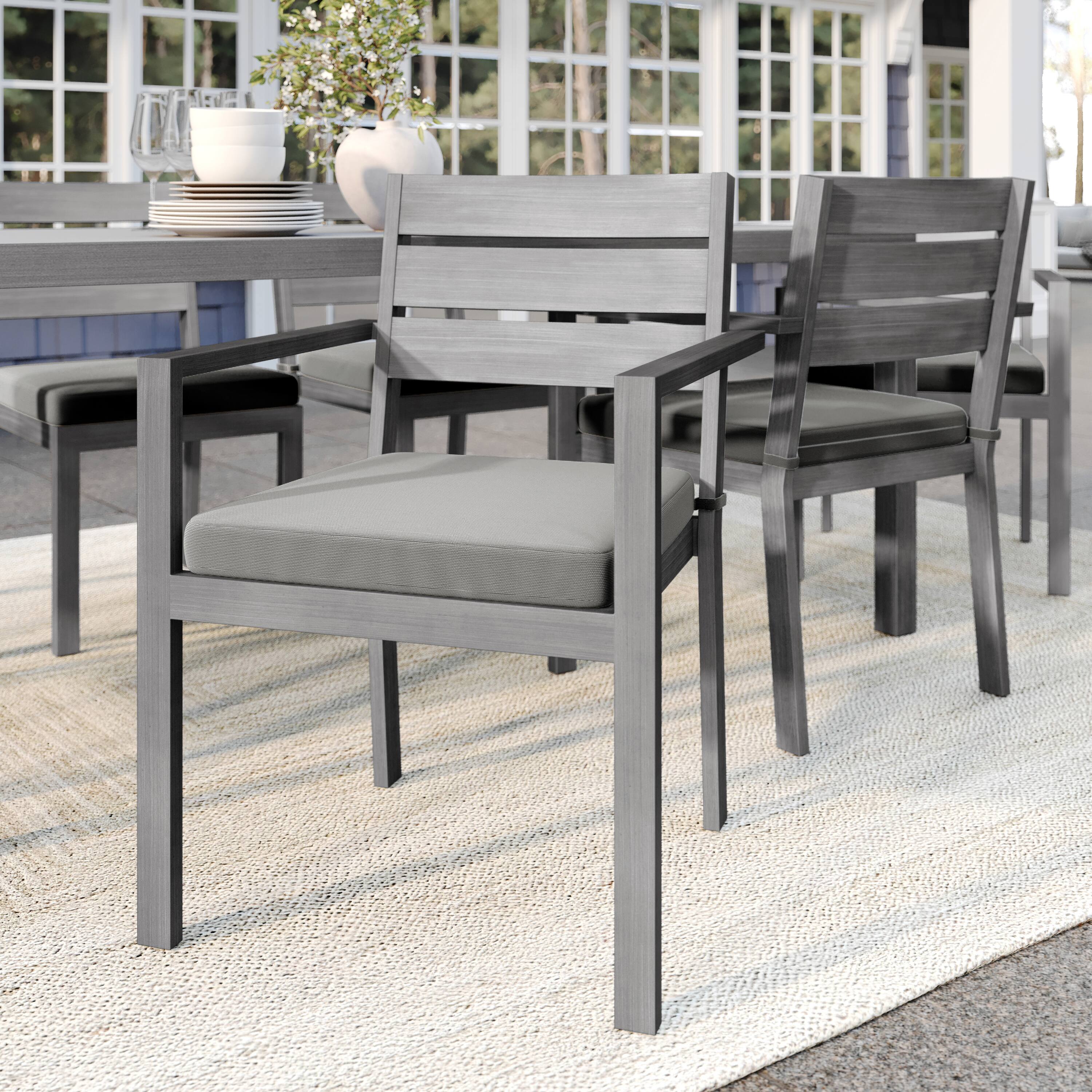 Alt View 4. Martha Stewart - Bedford All-Weather Stacking Patio Dining Armchair with Seat Cushion - Gray.