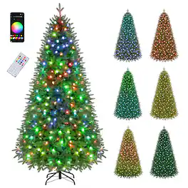 Gymax - 6.3 FT Smart Christmas Tree w/Remote APP 230 Pre-Lit RGB LED Lights Music Sync - Green