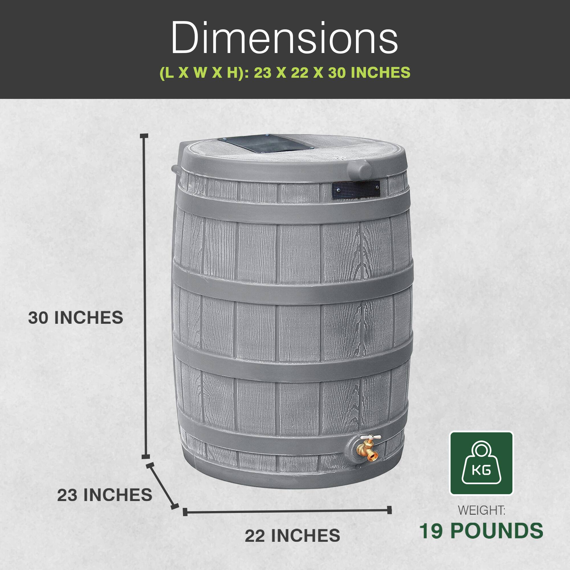 Dimensions (L x W x H): 23 x 22 x 30 inches  
Weight: 19 pounds