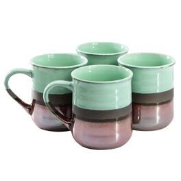 Gibson - Home Copper Tonal 4 Piece 18 Ounce Stoneware Cup Set - Celadon