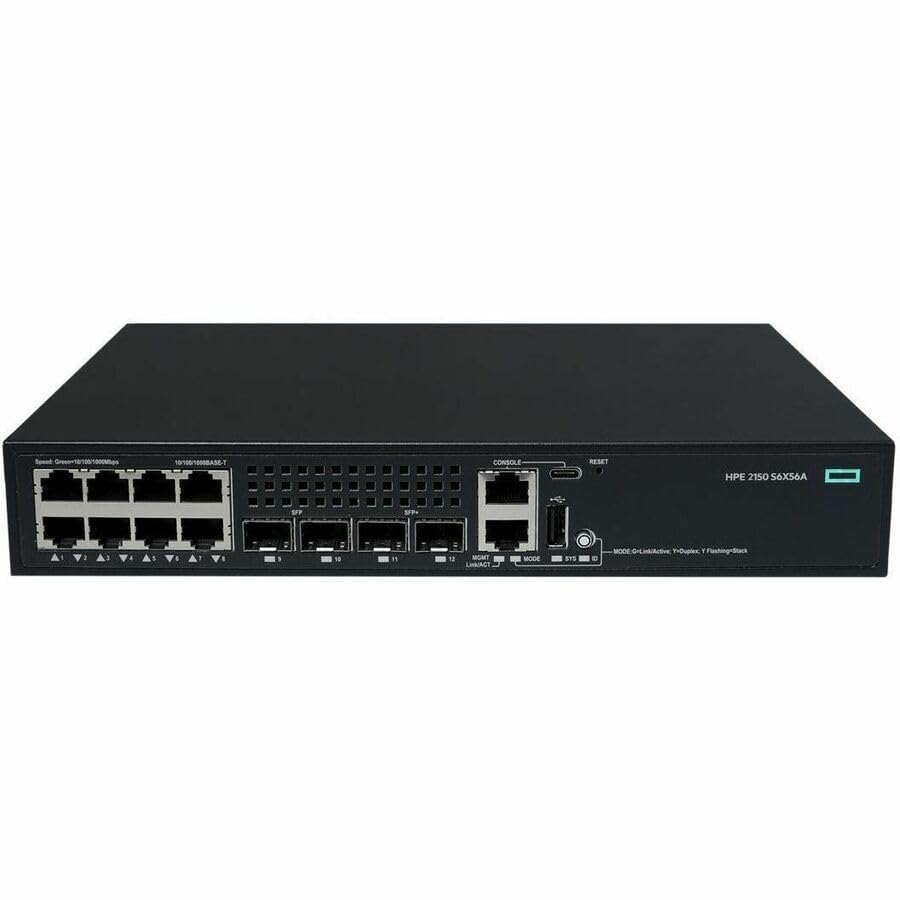 Speed Green=101001000000  
10/100/1000BASE-T  
CONSOLE  
RESET  
HPE 2150 S6X56A  
SPP  

A  
A: 1  

If  
MONT LHRJACT  
MODE  
SYS  
C  
MODE IODE OnLinkActive Y-Cuplex, -