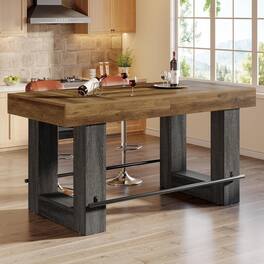 Tribesigns - Kitchen Island with Engineered Wood Construction and Rectangular Top for Kitchen - Brown