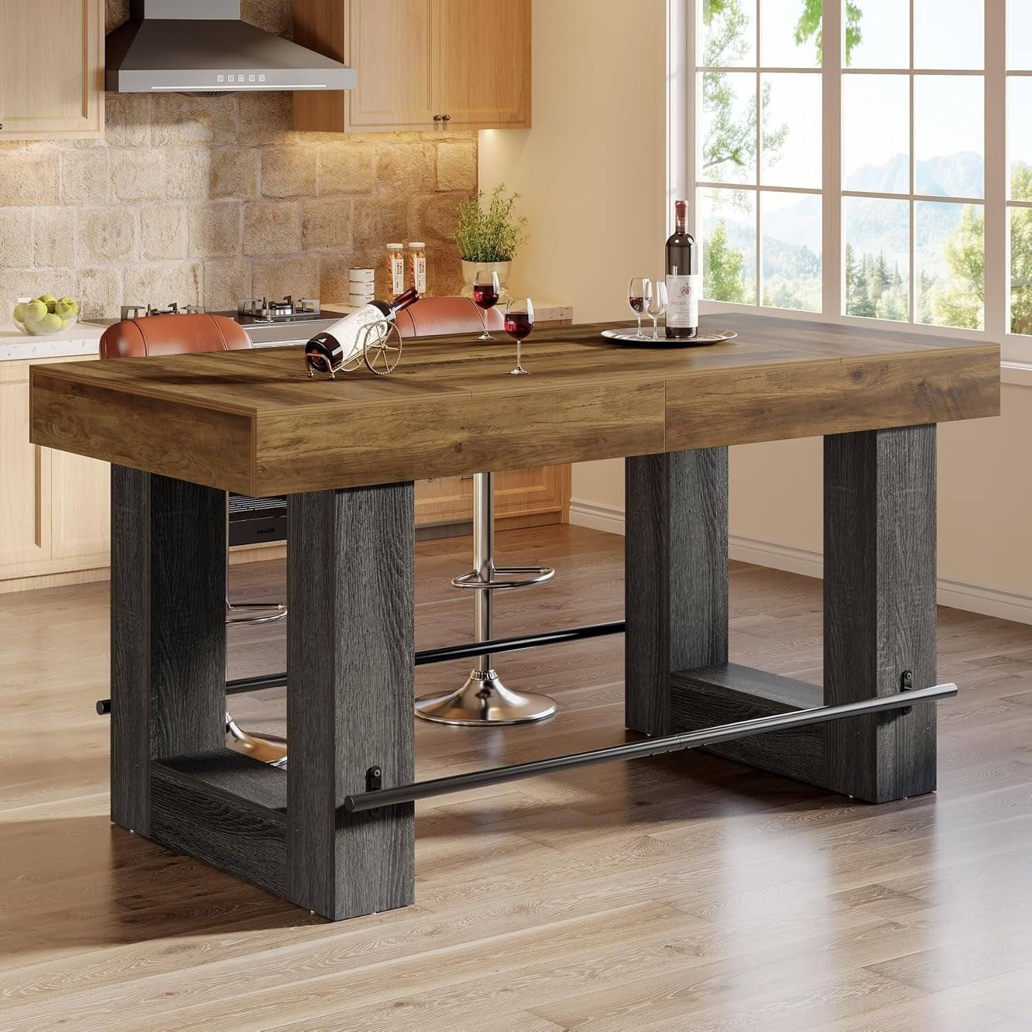 Tribesigns - Kitchen Island with Engineered Wood Construction and Rectangular Top for Kitchen - Brown