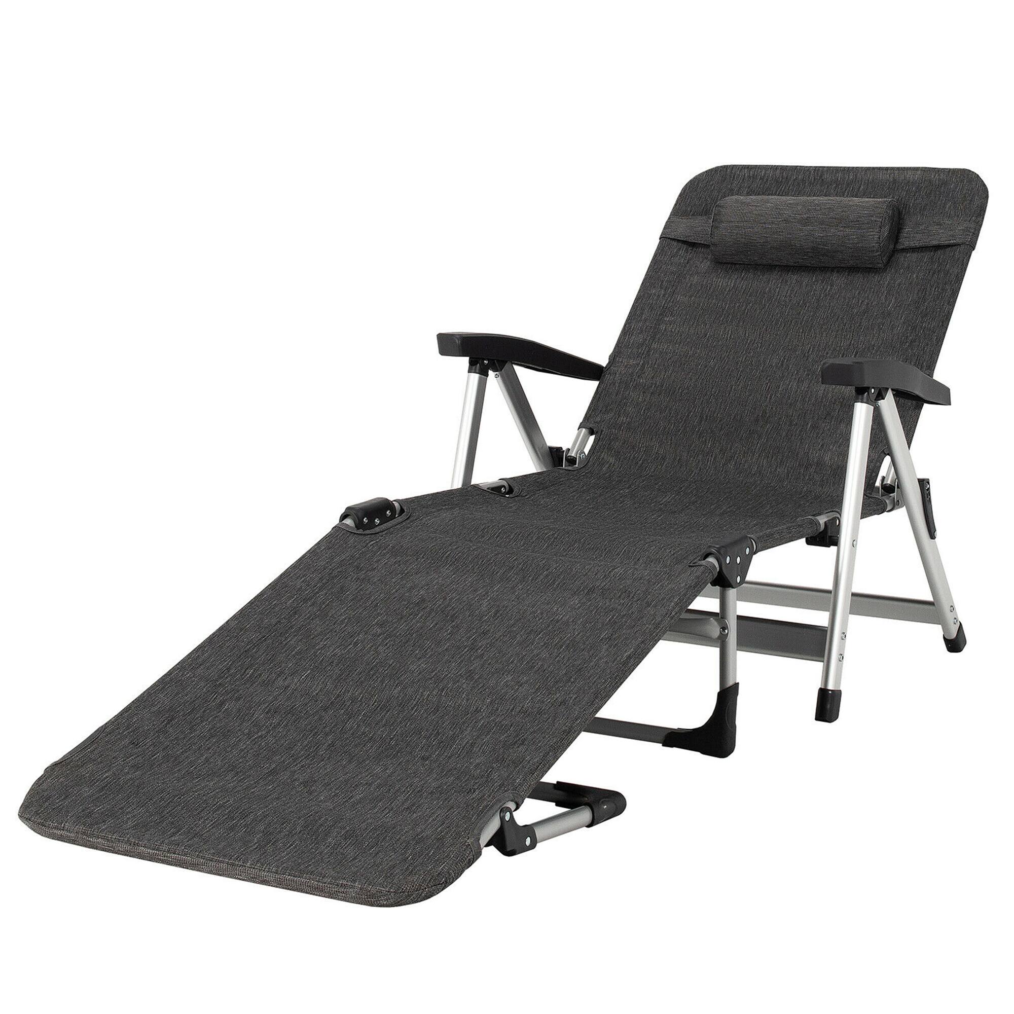 Alt View 9. Gymax - Gymax Beach Chaise Lounge Chair Patio Folding Recliner w/ 7 Adjustable Positions Grey - Grey.