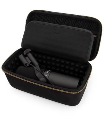 Front. CASEMATIX - Microphone Case For Podcast Mics and Condenser Mics Compatible with Rode, Blue, Shure and More Podcasting Accessories.