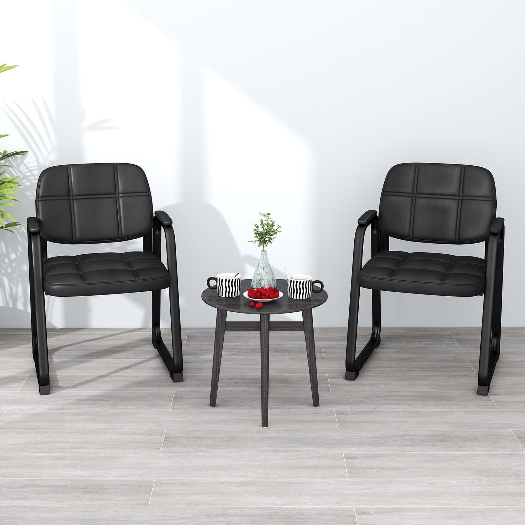 Alt View 3. Costway - Costway Waiting Room Chair Set of 2 Upholstered Guest Conference Chair with Armrest - Black.