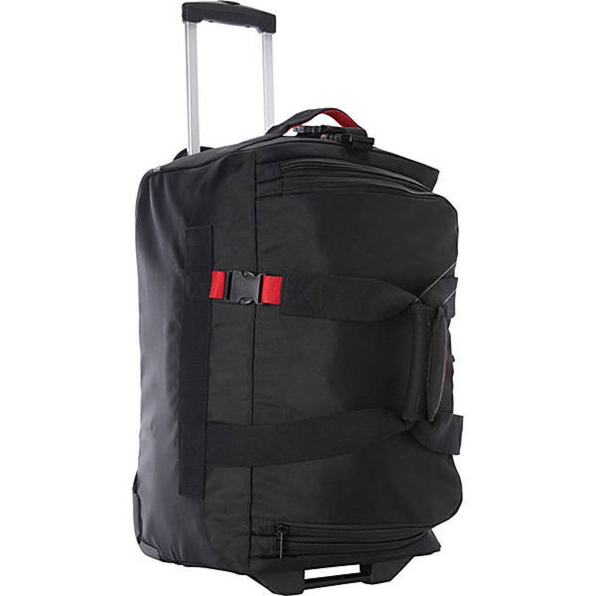 Left. A.Saks - A.Saks 20" Lightweight Rolling Trolley Duffel with Wheels - Black/Red.