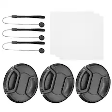 Front. Unique Bargains - 3pcs 62mm Center Pinch Lens Cap for Nikon/Fujifilm/Pentax/Leica - Black.
