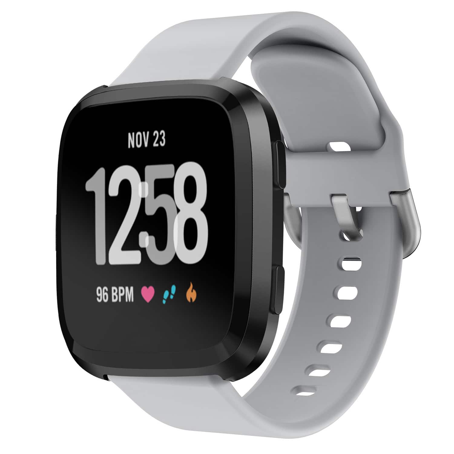 StrapsCo - Sport Band Silicone Rubber Watch Strap For Fitbit Versa & Versa 2 - Gray