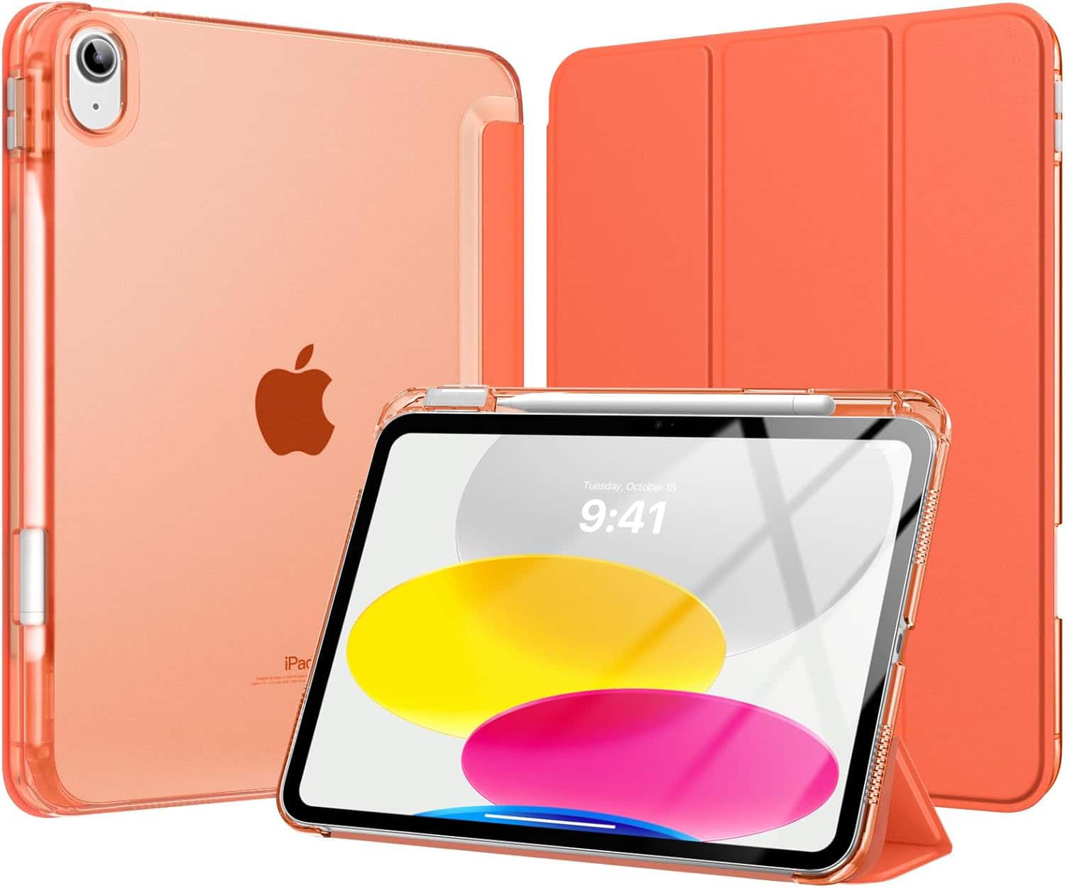 VIKESI - Case for iPad A16 11 inch 2025 / iPad 10th 10.9 inch 2022 - Fashion Design, Shock Proof Edge Cover,Full Function Support - Orange