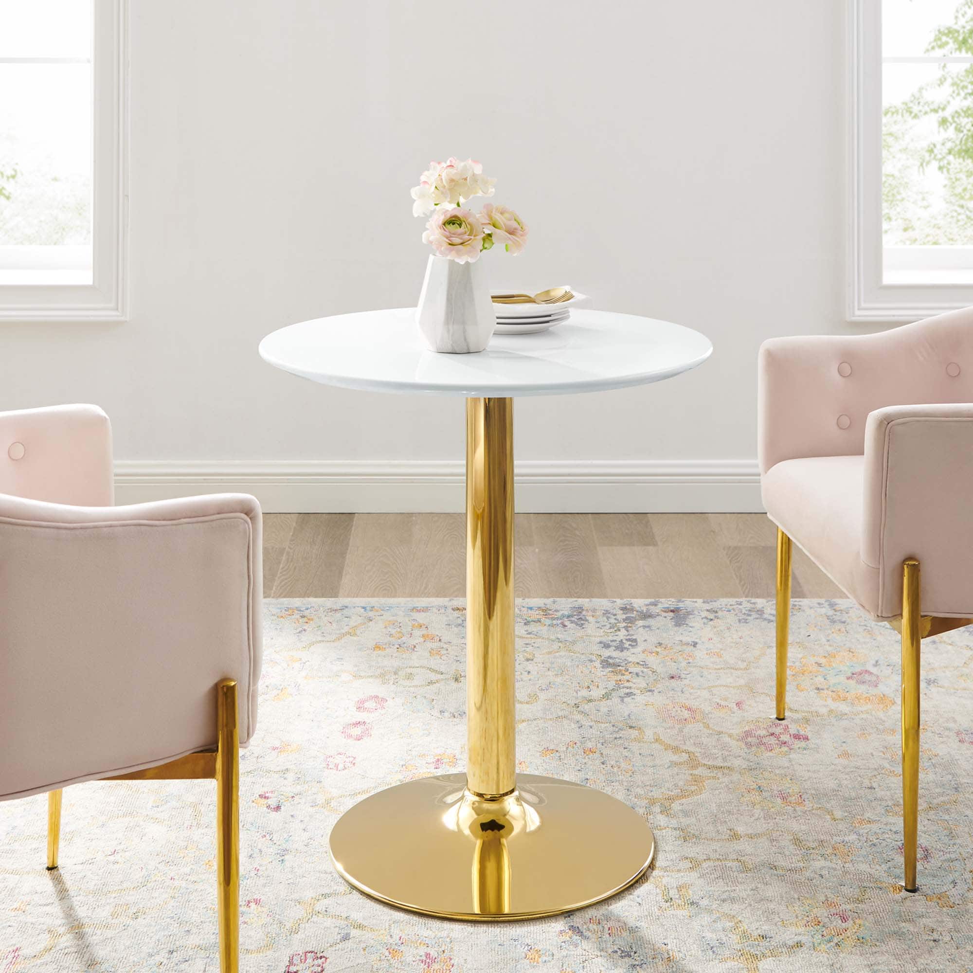 Verne 28" Dining Table by Modway - Gold White