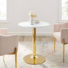 Verne 28" Dining Table by Modway - Gold White