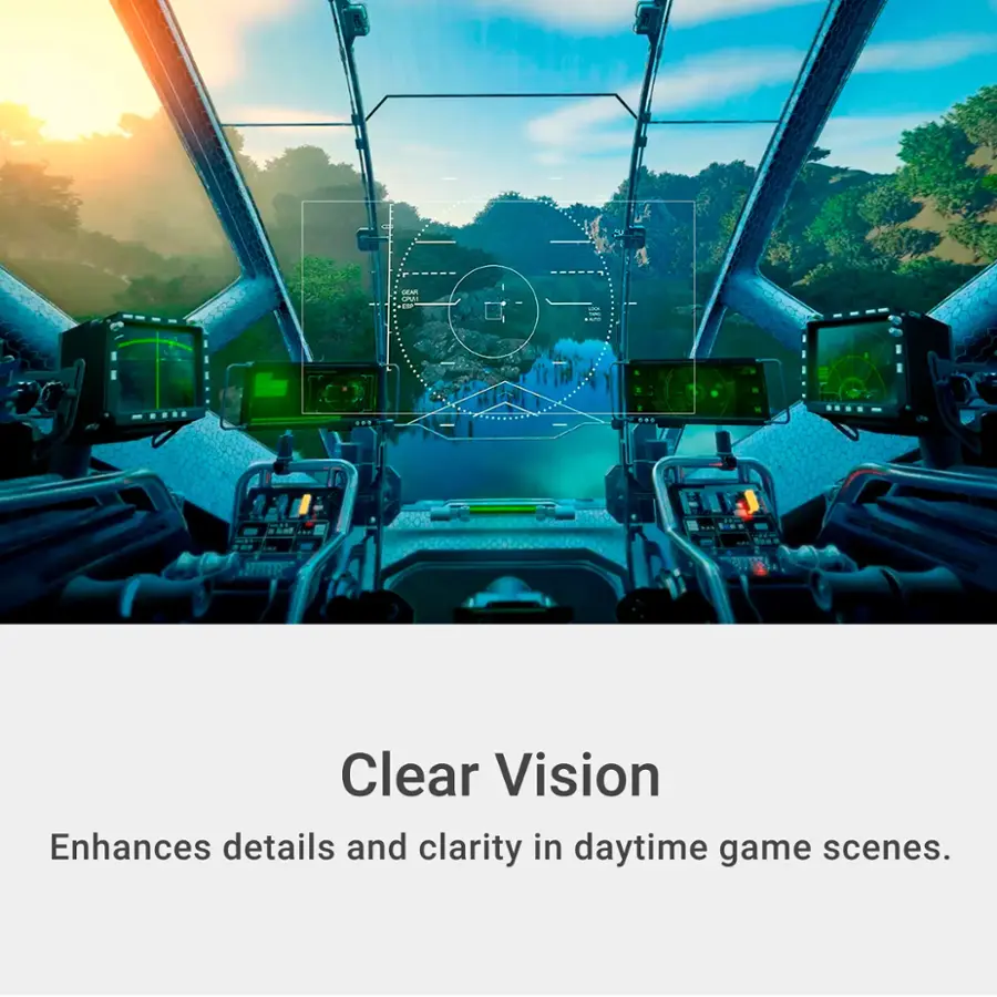 Clear Vision enhances details and clarity in daytime game scenes.