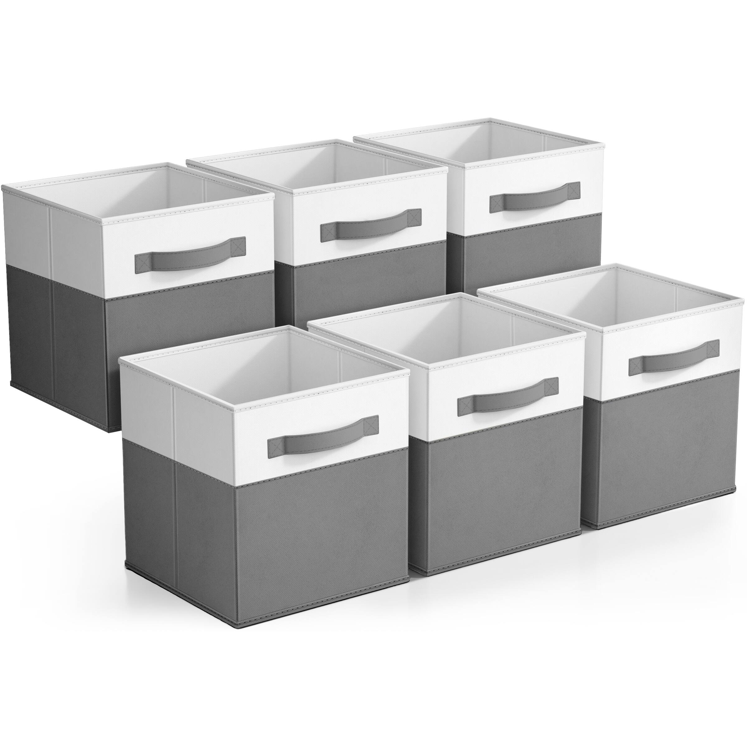 Sorbus - Foldable Storage Bins, 6-Pack Fabric Storage Cubes, 11-Inch Cube Organizer Bins for Closet and, Shelves - Gray