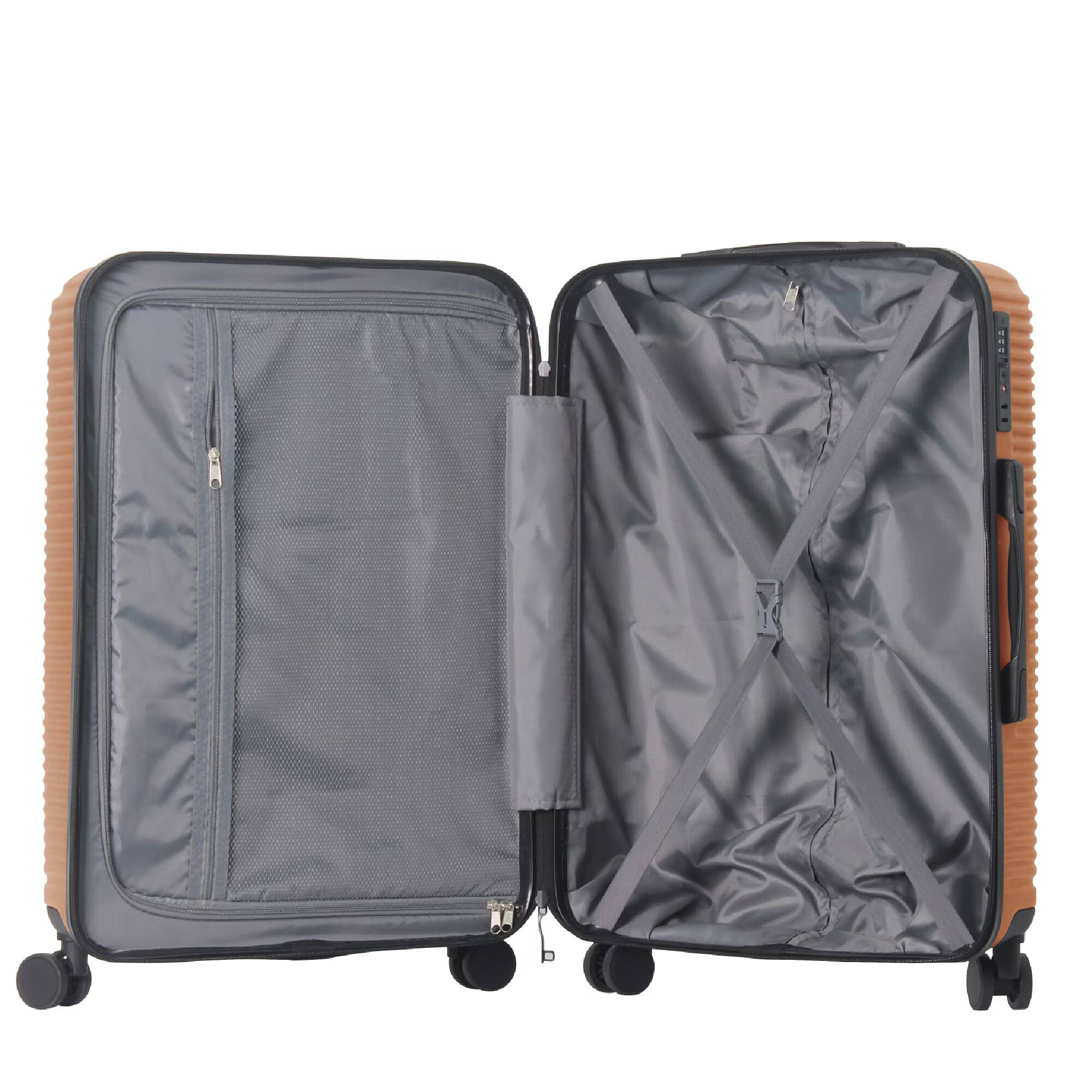 Alt View 9. Bestier - 3-Piece ABS Hardshell Luggage Set (20”/24”/28”) with Spinner Wheels, TSA Lock & Lightweight Design - Champagne.