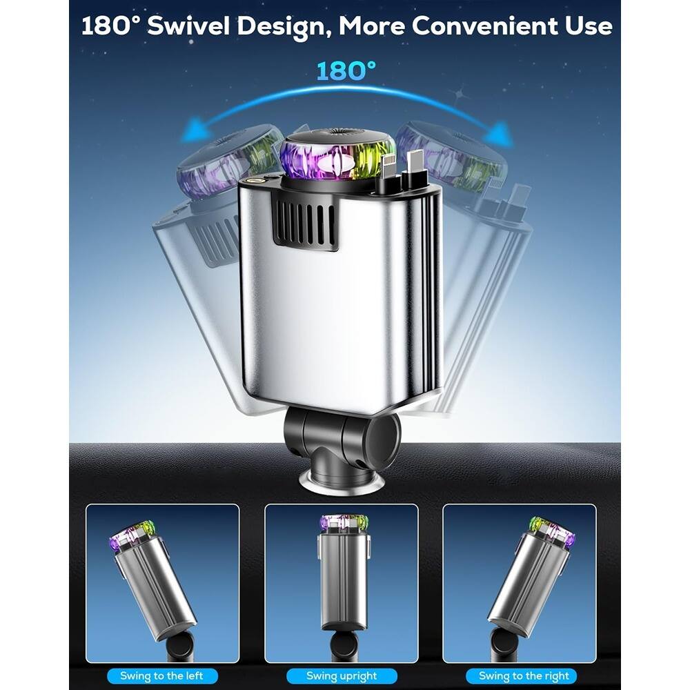 180° Swivel Design, More Convenient Use

180°

Swing to the left  
Swing upright  
Swing to the right