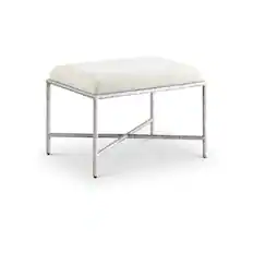 Front. Meridian Furniture - Valley Cream Chenille Fabric Bench - Beige.