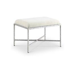 Meridian Furniture - Valley Cream Chenille Fabric Bench - Beige