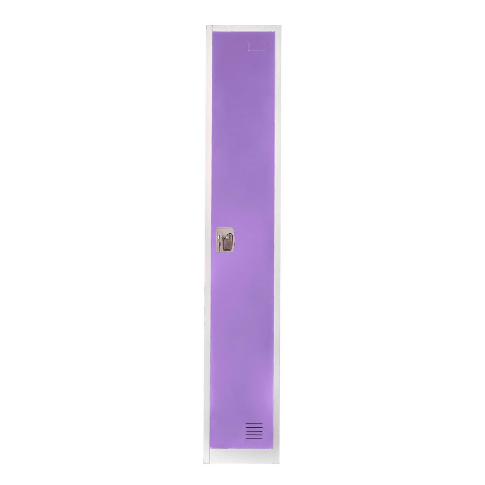 Left. AdirOffice - Storage Locker 629-Series 72" H 1-Tier Steel Key Lock 2-Shelf Locker with Key Lock - Purple.