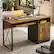 Back. Bestier - 47" Reversible Home Office Desk with Storage, Keyboard Tray & Metal Frame Gaming Room - Brown.