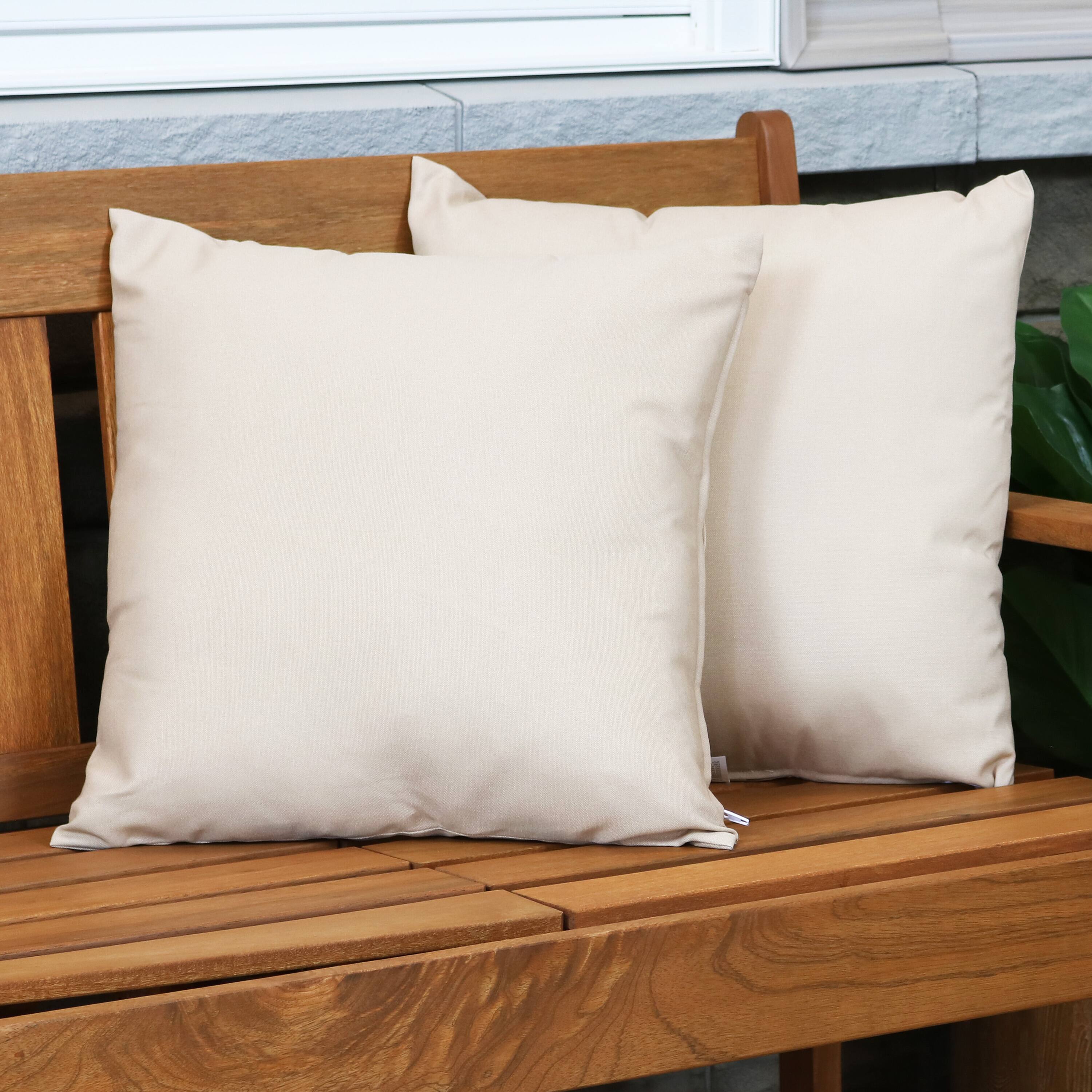 Alt View 3. Sunnydaze - Outdoor Square Decorative Throw Pillow - Set of 2 - Beige.