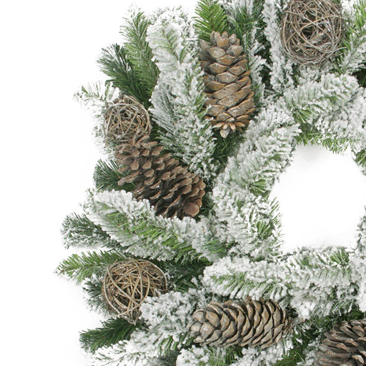 Alt View 1. Allstate - Flocked Pine Cone and Twig Ball Artificial Christmas Wreath - 24" - Unlit - Brown.