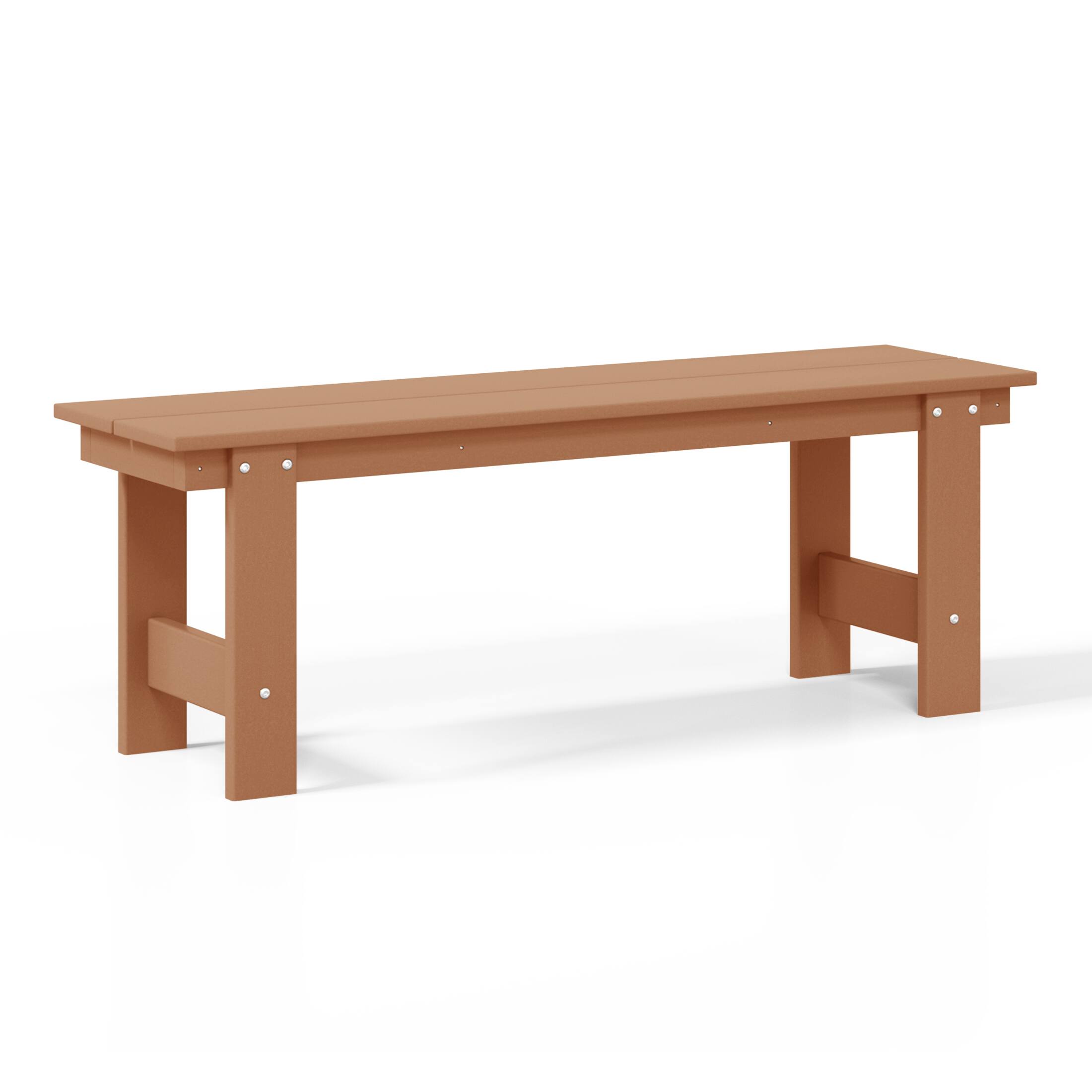 Alt View 2. WestinTrends - WestinTrends Ashore Outdoor HDPE 48" Modern Backless Patio Bench - Teak.