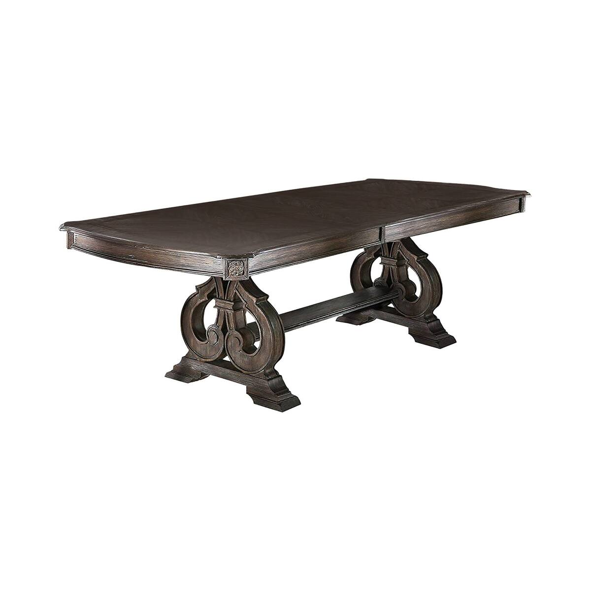 Angle. Loheer - Loheer Rustic Solid Wood Dining Table with Expandable Leaf, Trestle Base, Seats 8 - Natural.