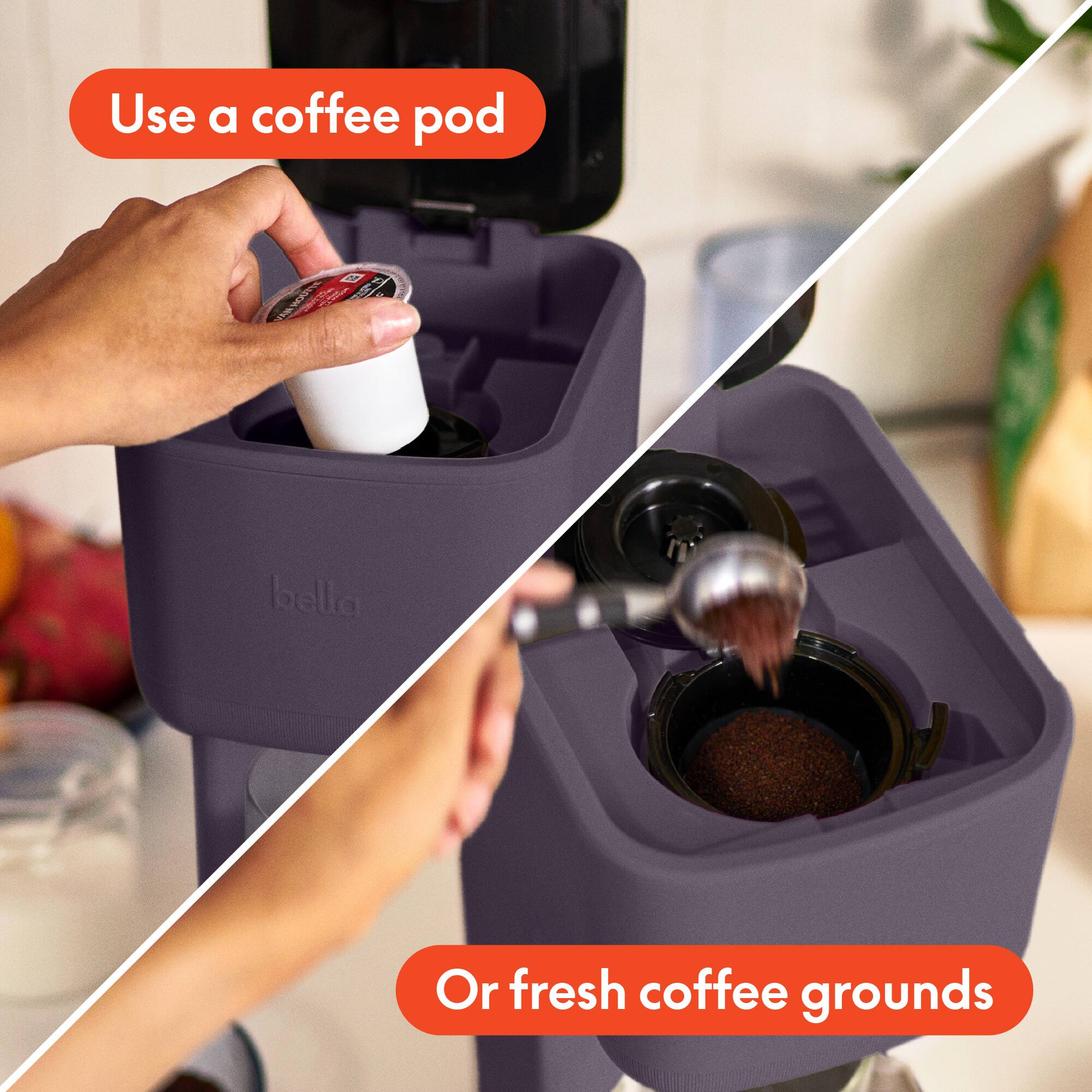Use a coffee pod

Or fresh coffee grounds