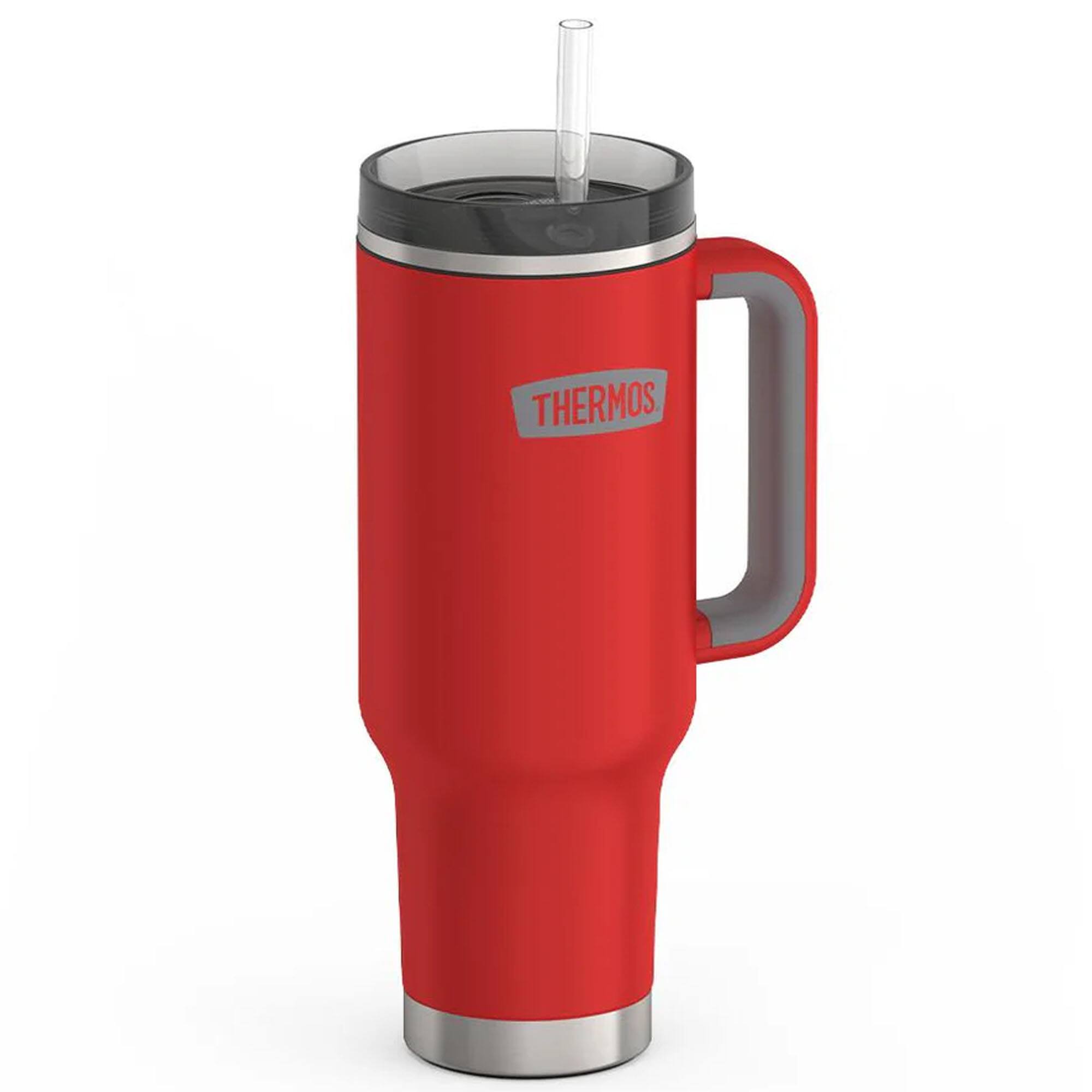 Alt View 1. Thermos - Thermos 40 oz Stainless Steel Cup Holder Mug w/ Straw - Crimson - Crimson.