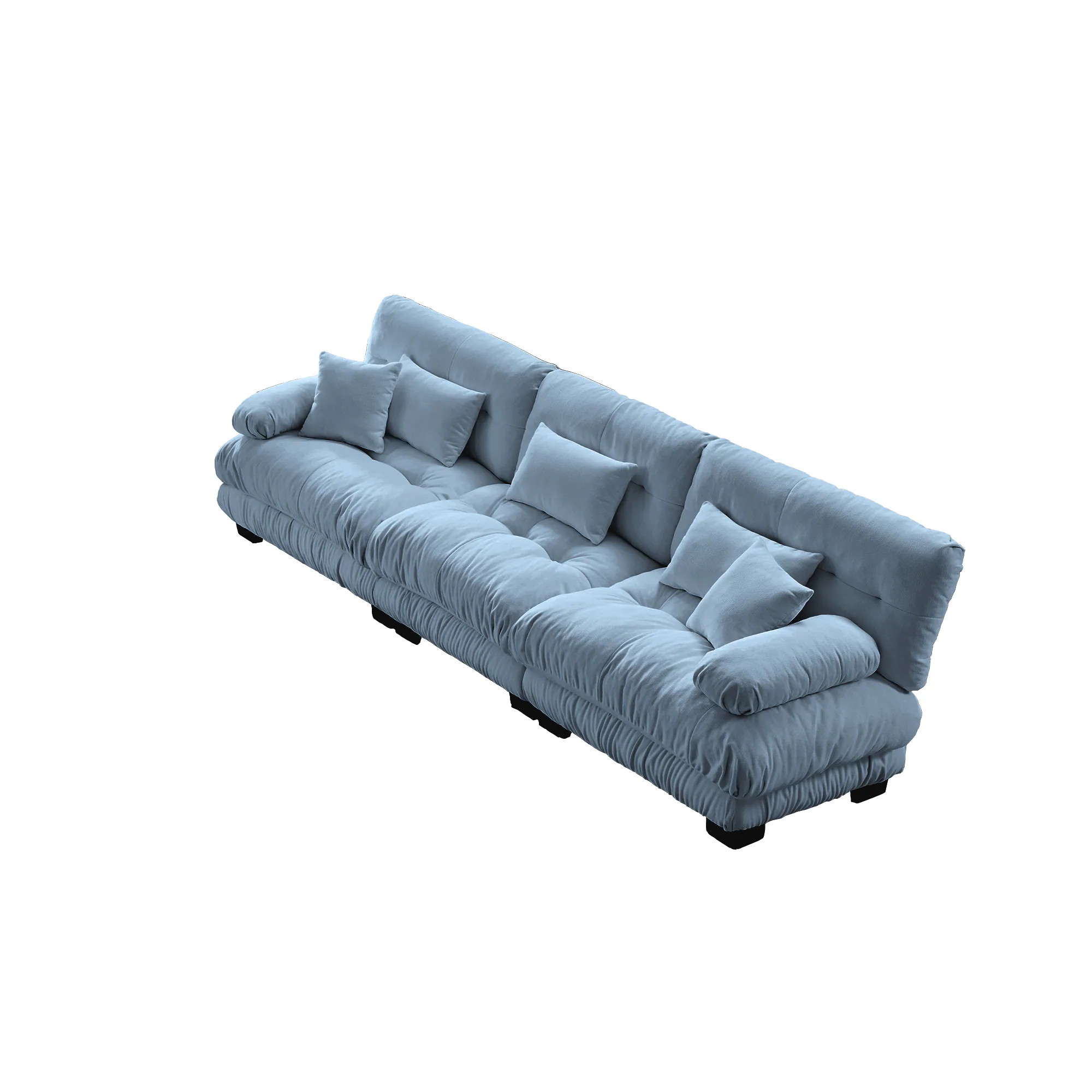Back. DOMETOUR - 3-Seater Sectional Sofa Modular Deep Seat Sofa Couch , Chenille Sofa Soft Comfy Upholstered Furniture for Living Room - Chenille Blue.