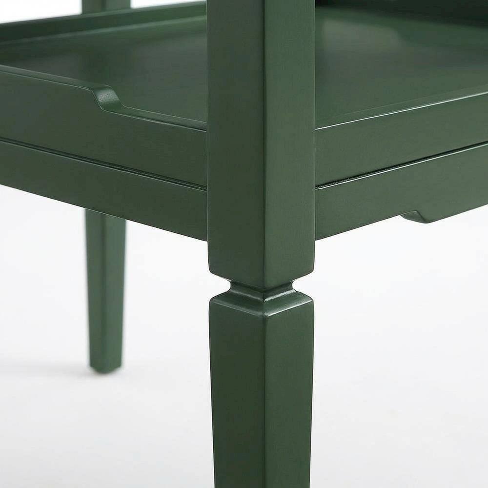 Alt View 1. FurniFact - Vintage 1-Drawer Nightstand with Gold Hardware, Mid-Century Modern Design - Green.