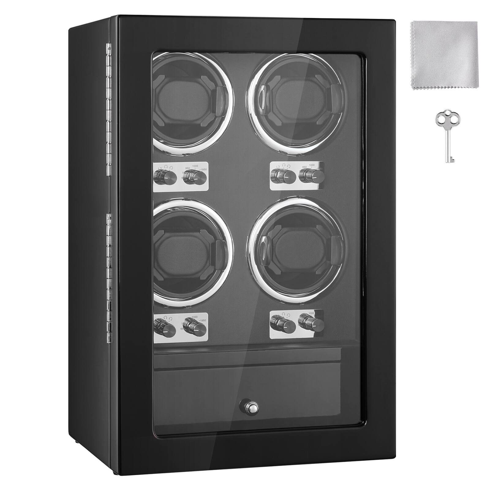 Alt View 5. VEVOR - Watch Winder, Watch Winder for 4 Men's and Women's Automatic Watches, with 4 Super Quiet Japanese Mabuchi Motors - Black.