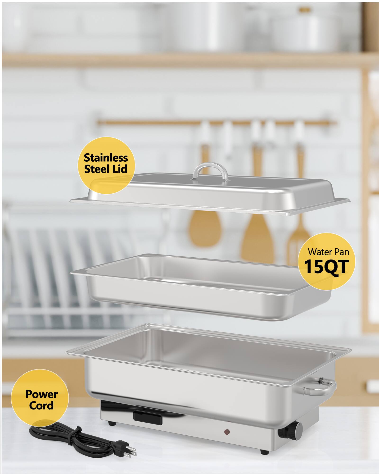 Stainless Steel Lid  
Water Pan 15QT  
Power Cord