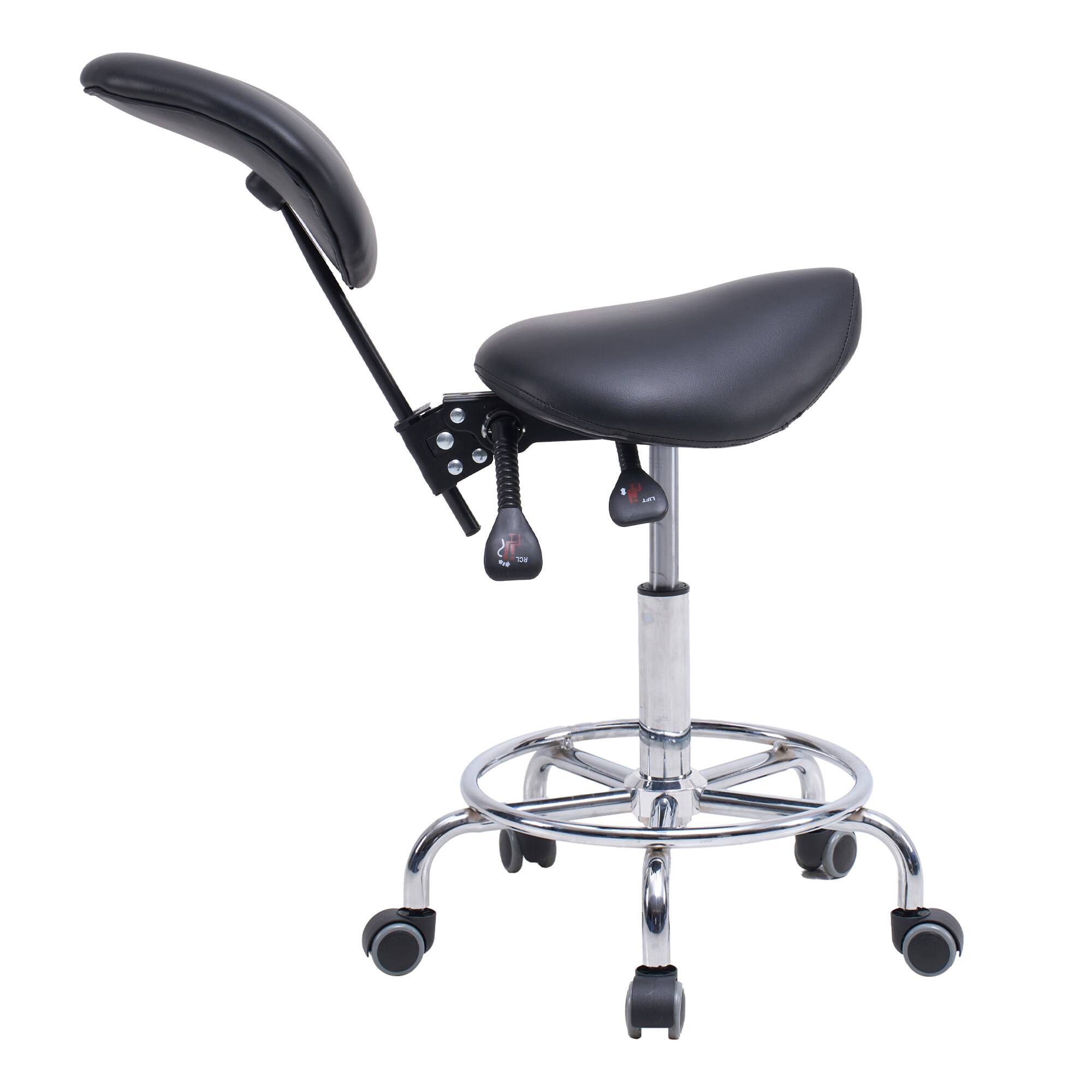 Alt View 6. Forest'nSky - Black Saddle Office Desk Chair with Backrest Swivel Hydraulic Ergonomic Tilt Seat Chair - Black.