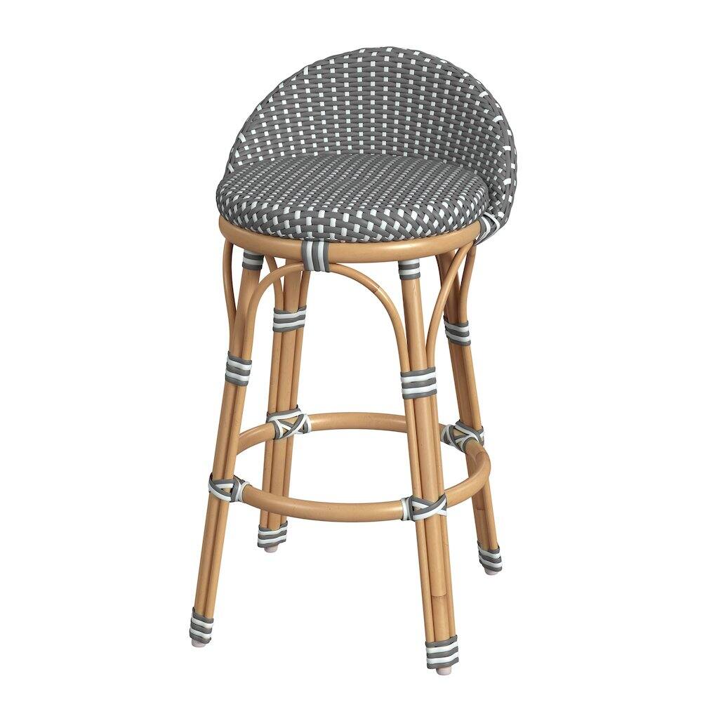 Alt View 2. Butler Specialty - Inez 24 in. Seat Height Rattan Low Back Counter Stool - Gray.