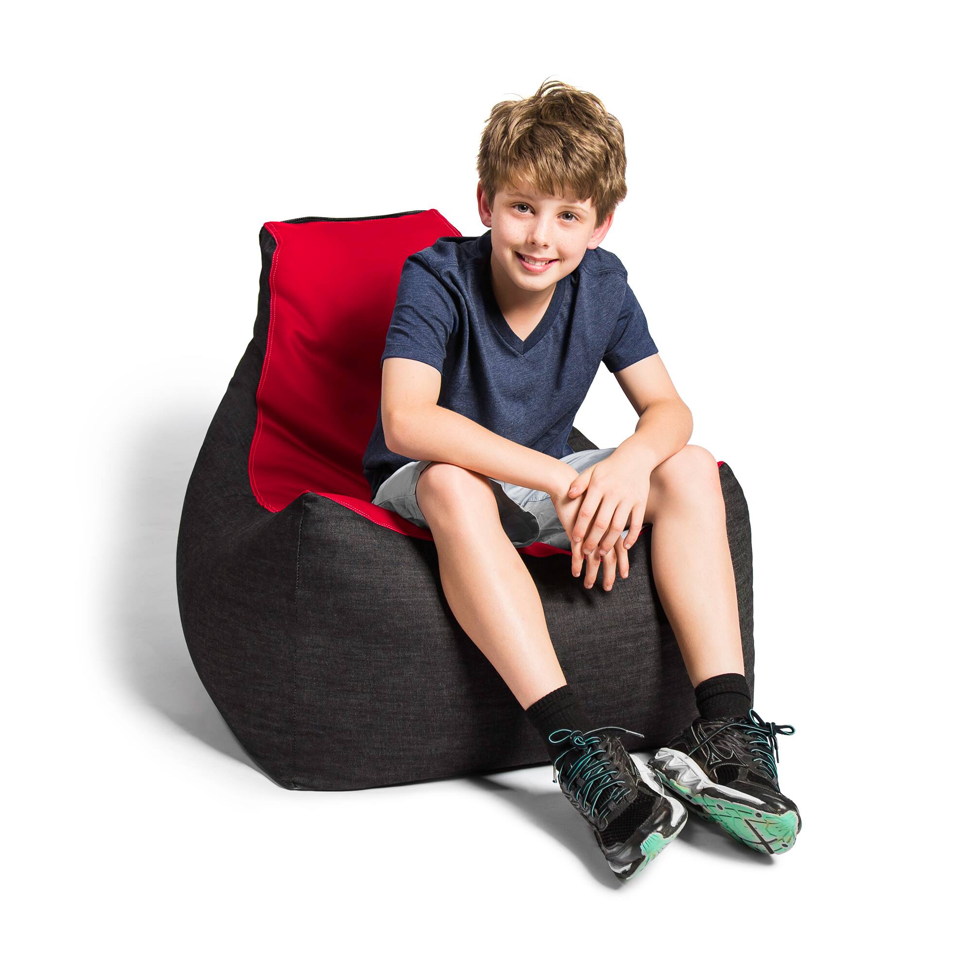 Left. Jaxx - Jaxx Pixel Gamer Chair - Game Room / Home Theater Bean Bag Chair, Red - Red.