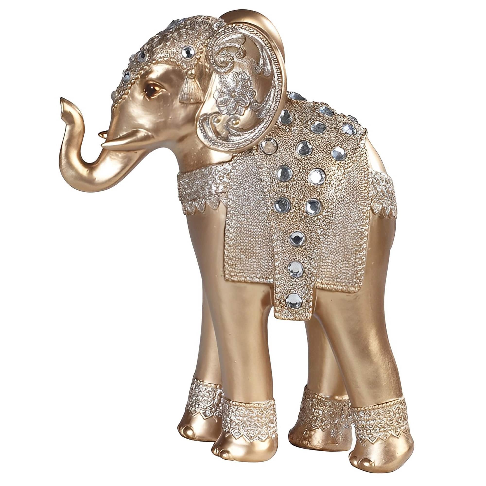 FC Design - 9"H Standing Long Legged Elephant with Gem Slim Elephant Figurine Statue Office Desk Tabletop Home Decor Gift - Multi-Color