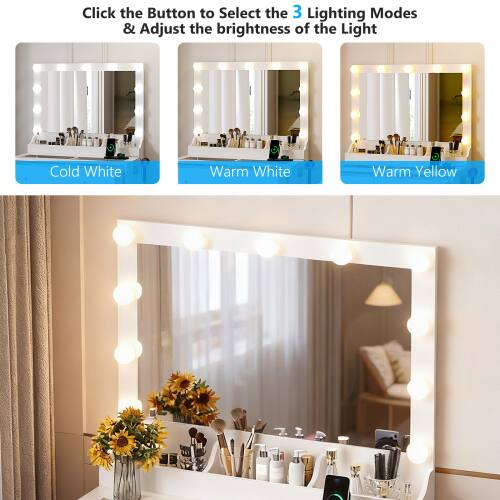 Click the Button to Select the 3 Lighting Modes & Adjust the brightness of the Light

Cold White Warm White Warm Yellow