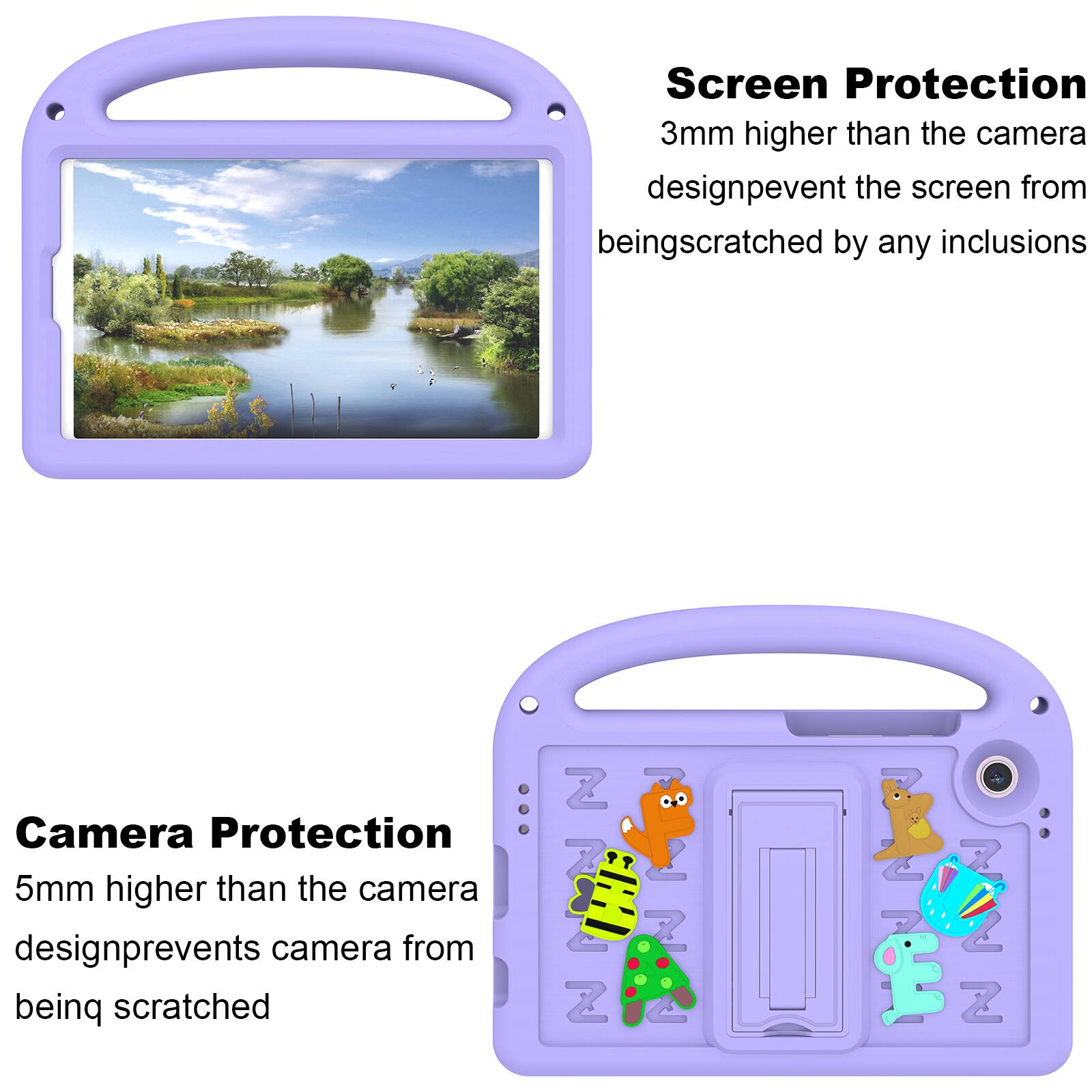 Screen Protection 3mm higher than the camera design prevents the screen from being scratched by any inclusions

Camera Protection 5mm higher than the camera design prevents camera from being scratched