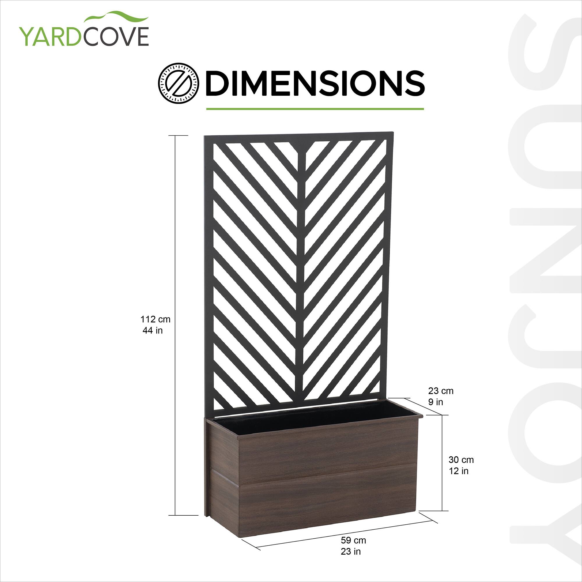 YARD COVE DIMENSIONS

112 cm / 44 in
59 cm / 23 in
30 cm / 12 in
23 cm / 9 in