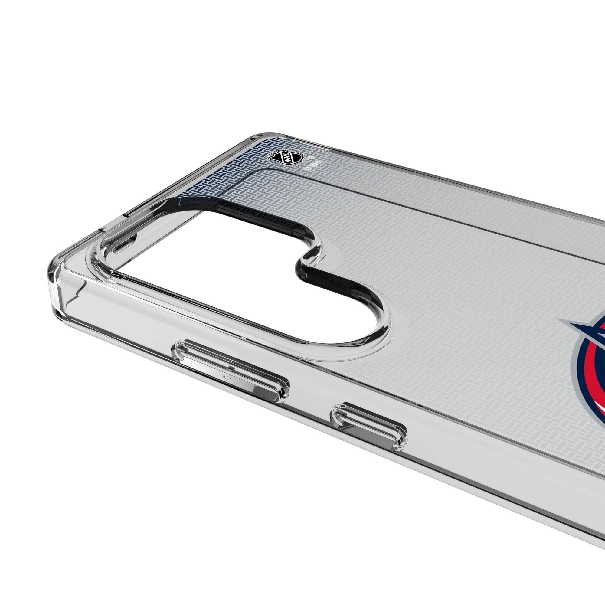 Alt View 2. Keyscaper - Columbus Blue Jackets Linen Logo Galaxy Clear Case - S25 Ultra - Multicolor.