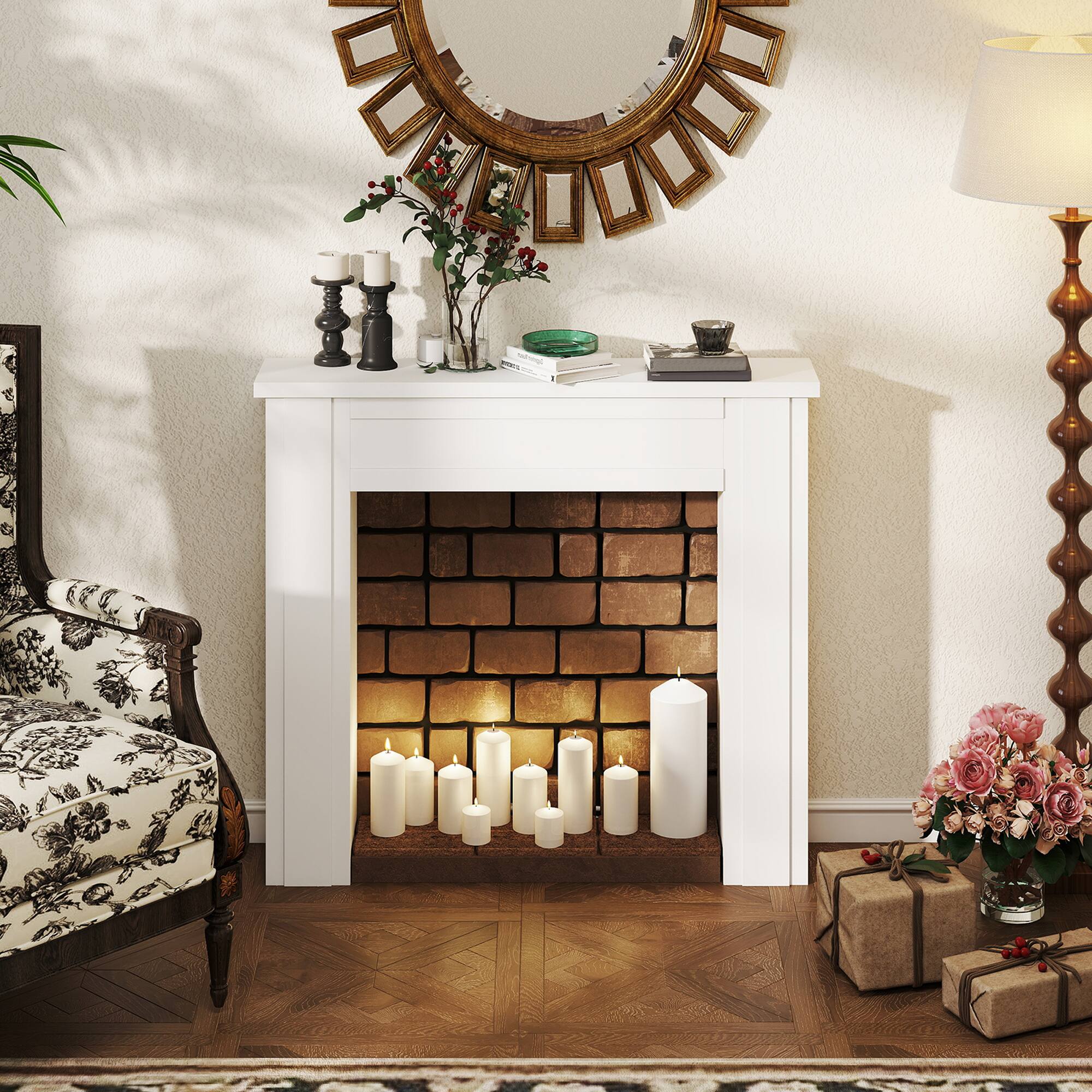 Alt View 5. Homcom - Fireplace Mantel, Freestanding Fireplace Surround with Leg for Electric Fireplaces - white.