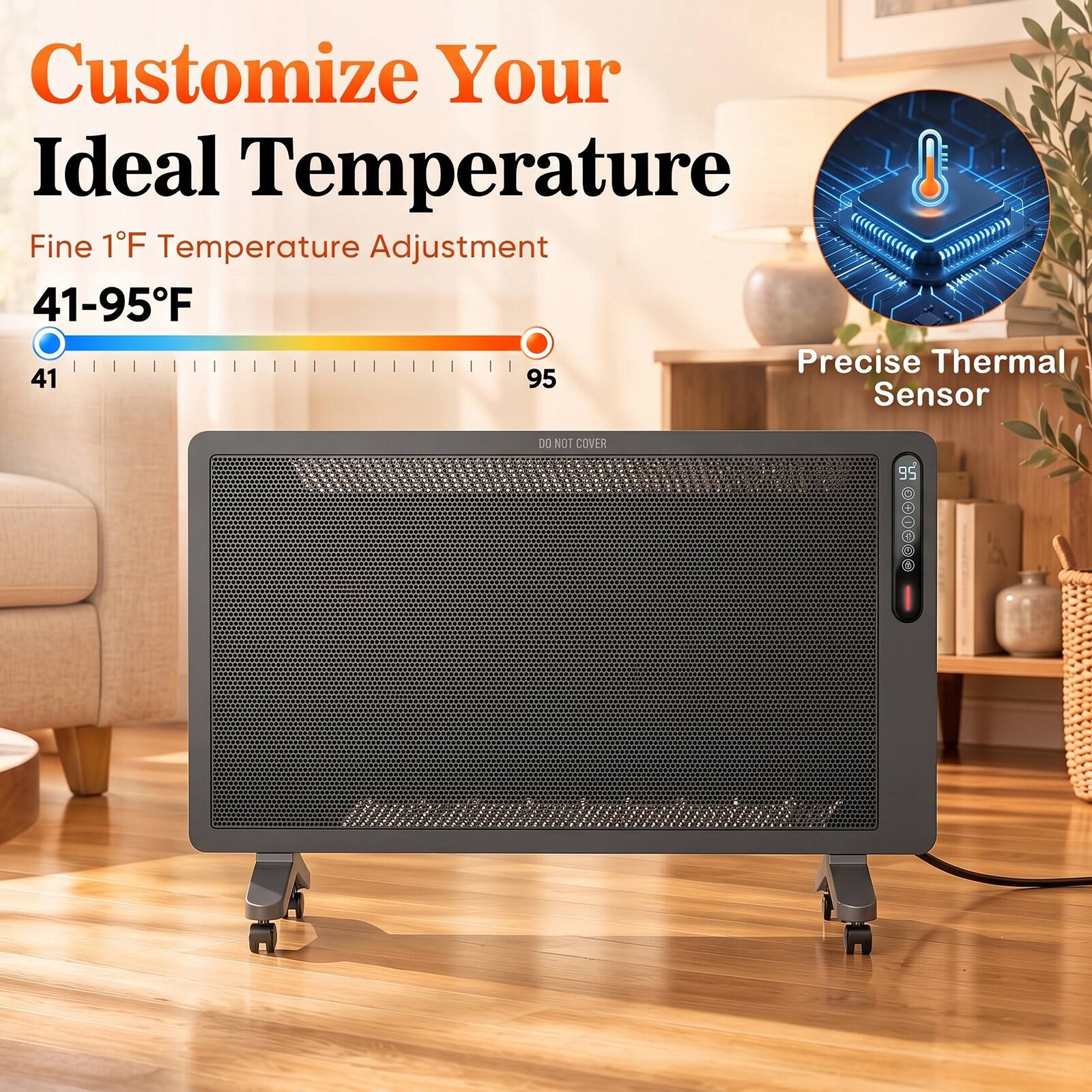 Sweetcrispy 1500W Full Mesh Electric Convection Panel Space Heater with ...