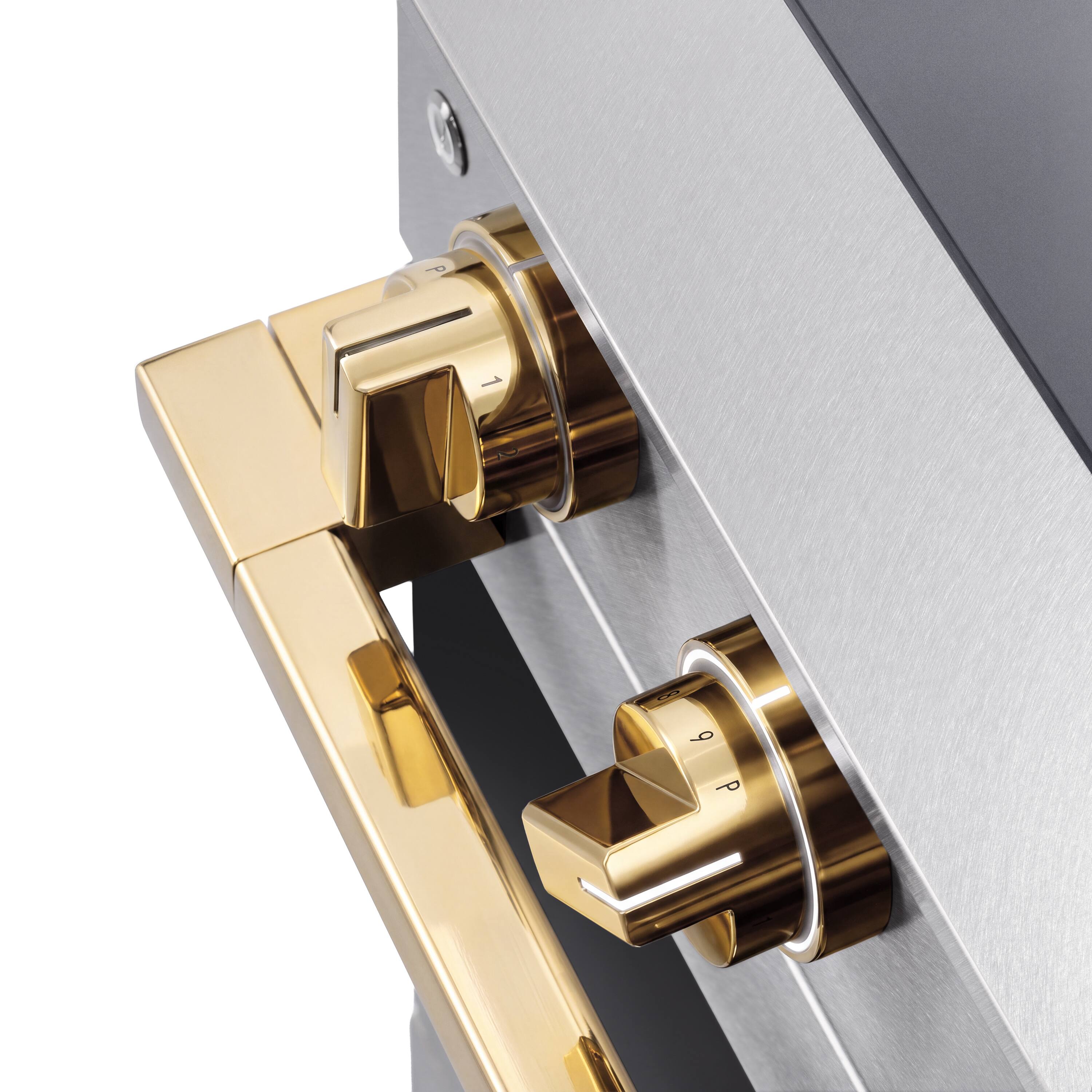 Alt View 9. ZLINE - Autograph 36 in. 5.2 cu. ft. Marino Freestanding Induction Range with 5 Burners in Satin Steel with Gold Accents - Satin Stainless Steel.
