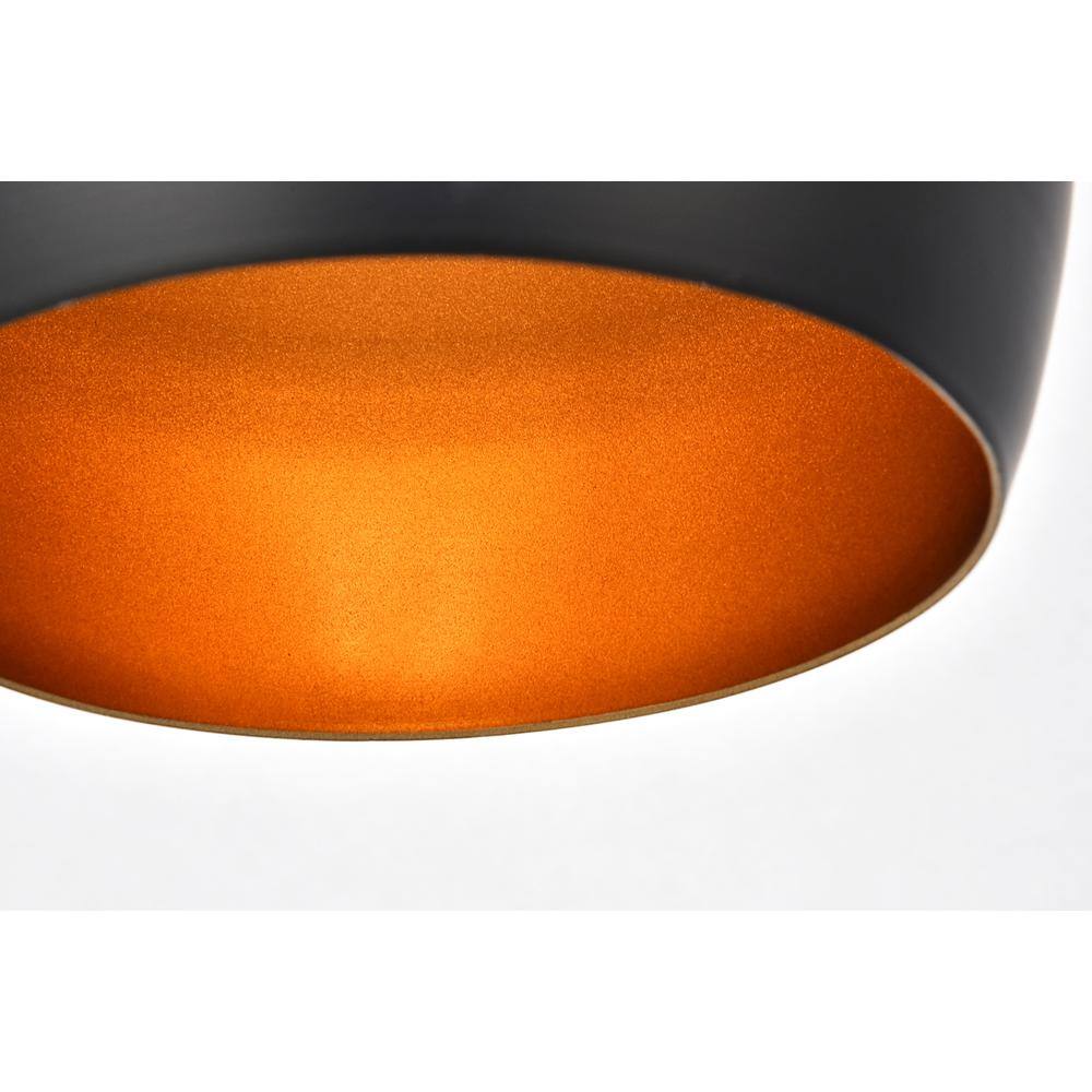 Back. Living District - Nora Collection Pendant D6in H11.5in Lt:1 Black finish - Black.