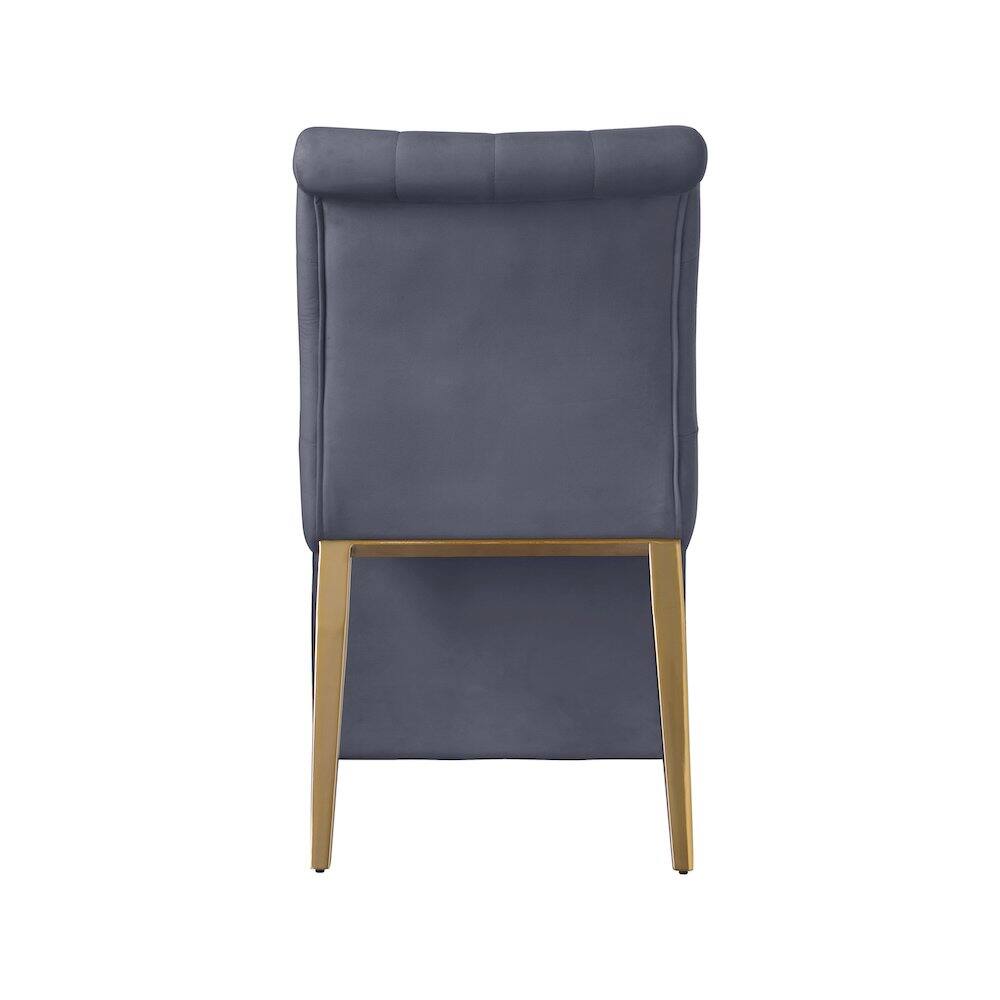 Alt View 1. Meridian Furniture - Curve Grey Velvet Dining Chair, Set of 2 - Grey.