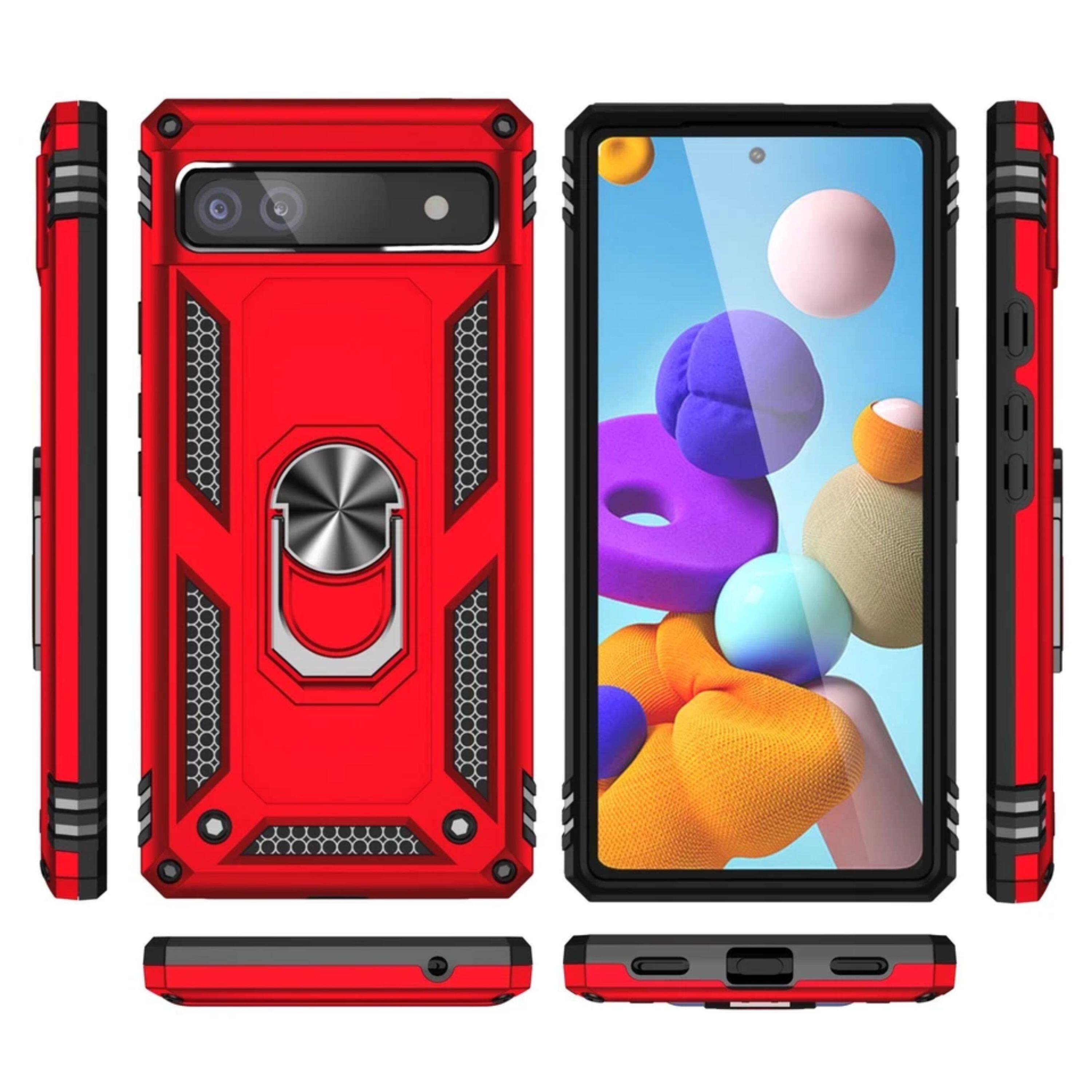 Angle. Kitcheniva - Phone Cover Shockproof With Tempered Glass For Google Pixel 7 Pro Red - Red.