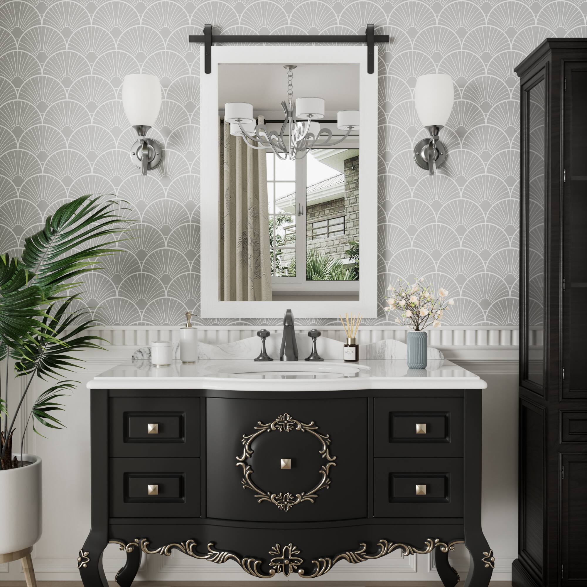 Alt View 1. PAIHOME - Rectangular Wall Mirror Waterproof Wood Frame Bathroom Mirror Modern Farmhouse Style Bedroom Living Room Decor - White - 24"x36".