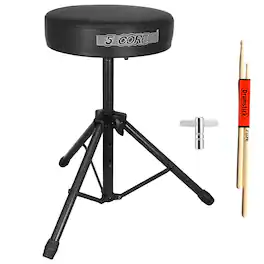 5 CORE - Drum Throne 3" Thick Padded Comfortable Guitar Stool Drummer Chair Adjustable Musician Seat - Black